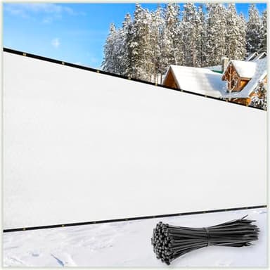 ColourTree 6' x 50' White Fence Privacy Screen Windscreen Cover Fabric Shade Tarp Netting Mesh Cloth - Commercial Grade 170 GSM - Cable Zip Ties Included - We Make Custom Size