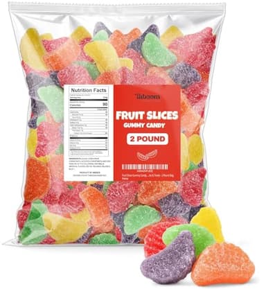 Bulk Fruit Slices Jelly Candy, Assorted Soft & Chewy Sugar-Coated Gummi Candy For Parties, Classroom candies & Treats - 2 Pound Bag