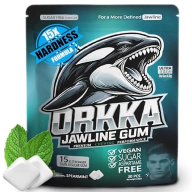 ORKKA Jawline Gum 15x Hardness | Ultra Hard Chewing Gum for Jawline Training & Mewing | Facial Fitness & Jaw Exercise Gum | Sugar Free, Calorie Free, Premium Performance Gum for Men & Women