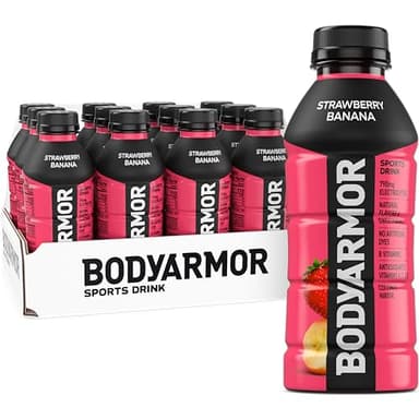 BODYARMOR Sports Drink Sports Beverage, Strawberry Banana, Coconut Water Hydration, Natural Flavors With Vitamins, Potassium-Packed Electrolytes, Perfect For Athletes, 16 Fl Oz (Pack of 12)