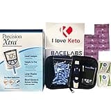 Precision Xtra Blood Glucose and Ketone Monitoring Meter Kit Bundle+10 Precision Xtra Ketone Test Strips+One Month Abbott Freestyle 28 Gauge Lancets+dynarex Alcohol Wipes+I Love Keto Sticker