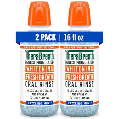 TheraBreath Whitening Mouthwash, Dazzling Mint, Dentist Formulated, 16 Fl Oz (2-Pack)