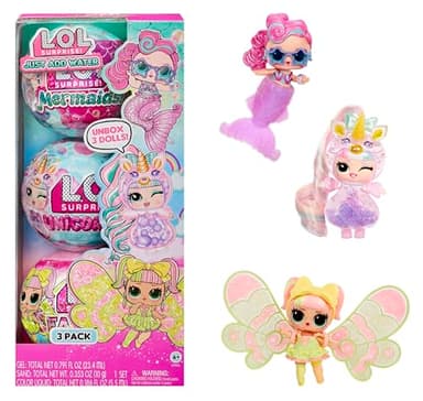 LOL Surprise Tots Just Add Water 3-Pack with 3 Make-Your-Own Fantasy Dolls and 25+ Surprises to UNbox Including Mermaid, Fairy, and Unicorn Dolls and Magical Crafts – Great Gift for Kids Ages 4+
