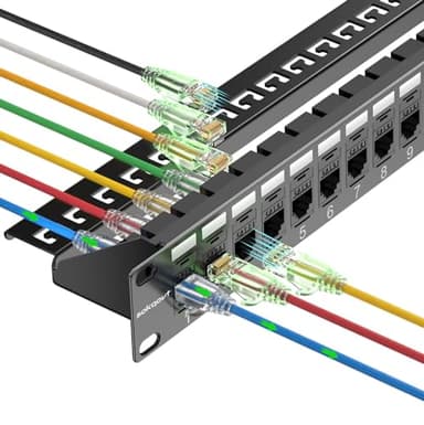 Sokqovt Patch Panel 24 Port Cat6 with Coupler Keystone, Cat6 Network Patch Panel 10G No Punch Down, Time-Saver Ethernet 1U Rj45 Panel with Sturdy Back Bar, 19 Inch Coupler Network Panel