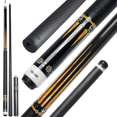 YEUEK YFEN Carbon Fiber Pool Cue Stick 11.5mm 12.5mm Low Deflection Pool Stick with Rare Wood Butt Balone Shell Inlaid Ring Professional Cue Stick with Extension