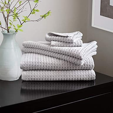 DKNY Quick Dry Bathroom Towel Set - 2 Bath Towels, 2 Hand Towels & 2 Washcloths - 100% Cotton - Grey