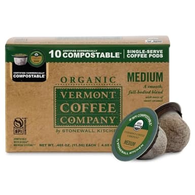 Vermont Coffee Company, Organic Medium Roast Coffee, K-Cup Single-Serve Compostable Coffee Pods, 10CT, Made in the USA