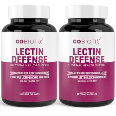 GOBIOTIX Lectin Defense - Lectin Blocker Supplement for Leaky Gut with MSM and Digestive Enzymes - Aids in Intestinal Health for Women and Men - Non-GMO + Gluten Free - 60 Capsules (2)