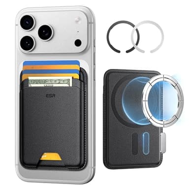 ESR for MagSafe Wallet, 5-Card Holder With RFID Blocking, MagSafe Sticker Included, Slim Magnetic Wallet for iPhone 17e/17/16/15/14/13/12 Series and Selected Samsung Devices, Not for 13/12 Mini, Black