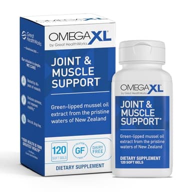 OmegaXL Joint Support Supplement - Natural Muscle Support, Green Lipped Mussel Oil, Soft Gel Pills, Drug-Free, 120 Count