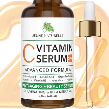 All Natural Pure 20% Vitamin C Serum Face + 6 Active Boosters for Dark Spots, Wrinkles, Brightening, Hydrating, Even Tone, Healthy Glow with Niacinamide, Hyaluronic Acid, Ferulic Acid, Vitamin E