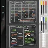 Magnetic Acrylic Calendar for Fridge,2 Pack 12"x16" Clear Fridge Calendar Dry Erase Magnetic Planning Boards Set for Refrigerator with 6 Colorful Highlight Markers