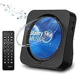 CD Player Portable Bluetooth 5.1 Desktop CD Player with HiFi Sound Speakers,Remote Control,Dust Cover,LED Display,Boombox FM Radio,USB/AUX for Home,Kids (Black)