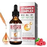 Vitamin B Complex Liquid, Vegan Vitamin B12 Liquid Drops | B12 Methylcobalamin | B1 Thiamine | B6 Pyridoxine | Folic | Niacin - B Complex Liquid Drops, Support Energy, Brain & Heart, 40 Servings