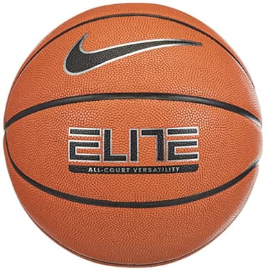 Nike Unisex - Elite All-Court Basketball, Amber Metallic Silver/Black, Size 7, 1 Ball, 1 Set, 1 Piece, Indoor/Outdoor