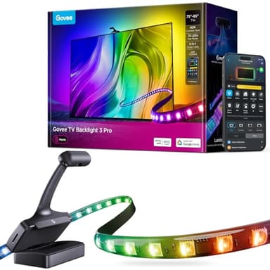 Govee TV Backlight 3 Pro with HDR Triple Camera, 16.4ft 5-in-1 RGBWWIC LED Strip Lights That Change with 75-85 Inch TVs, 75LEDs/m, Supports AI Filter, Smart App and Voice Control, DreamView Sync