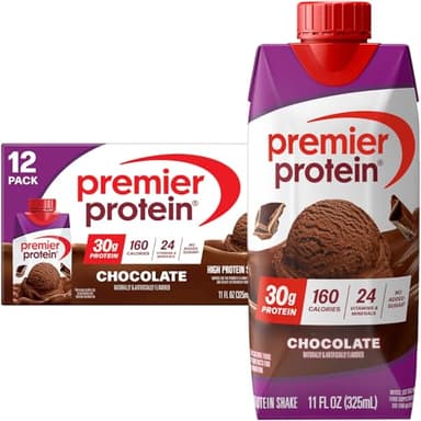 Premier Protein Shake, Chocolate, 30g Protein, No Added Sugar, 24 Vitamins & Minerals to Support Immune Health, 11 fl oz, 12 Pack