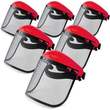 Amylove 2 Pcs Safety Face Shield with Mesh Weed Whacking Face Shield Masks Chainsaw Gardening Weed Mover Protection (Red)