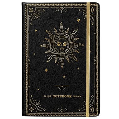 Artfan Ruled Notebook/Journal – Premium Thick Paper Classic Writing Notebook with Pocket + Page Dividers Gifts, Banded, Large, 128 Pages, Hard Cover, Lined (5.3" x 8.26") - Black