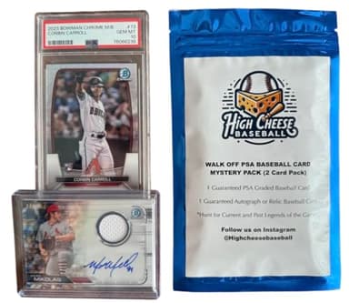 High Cheese Baseball Walk Off Mystery Pack - 2 Cards, 1 PSA Graded & 1 Autograph/Relic Ungraded