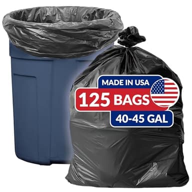Reli. SuperValue 40-45 Gallon Trash Bags | 125 Count | Made in USA | Heavy Duty | Black Multi-Use Garbage Bags