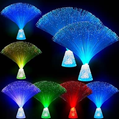Patelai 10 Pcs Fiber Optic Lamp Bulk 13.5" Color Changing Crystal Base with 7 Colors Battery Powered for Sensory Room Table Centerpiece Christmas Neon Glow Party Supplies