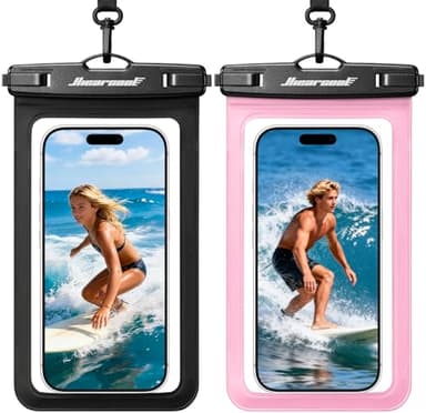 Hiearcool Universal Waterproof Case, Waterproof Phone Pouch Compatible for iPhone 17 16 15 14 13 Pro Max XS Plus Samsung Galaxy S22 Cellphone Up to 8.9", IPX8 Cellphone Beach Bag for Travel - 2 Pack