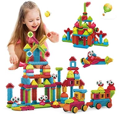 Contixo 244 pcs Bristle Shape 3D STEM Building Toys, Construction Learning Stacking Educational Block, Creativity Beyond Imagination, Inspirational, Safe & Durable, Recreational Toy for Kids Ages 3-8