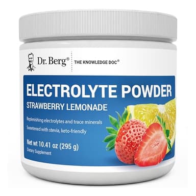 Dr. Berg Zero Sugar Hydration Keto Electrolyte Powder - Enhanced w/ 1000 mg of Potassium & Real Pink Himalayan Salt (NOT Table Salt) - Strawberry Lemonade Hydration Drink Supplement - 50 Servings