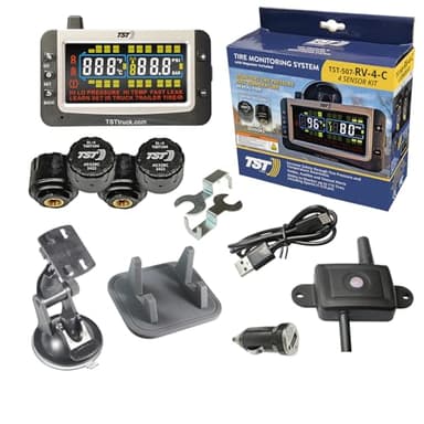 TST 507 Series TPMS - RV Tire Pressure Monitoring System with 4 Cap Sensors & Color Display Monitor for Travel Trailers, Campers and Motorhomes