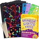 FUNNYB&G Rainbow Scratch Paper Art for Kids - 60 Pcs Magic Rainbow Scratch Paper Off Set Scratch Easter Crafts Arts Supplies Kits Pads Sheets for Party Games Christmas Birthday Easter Gifts