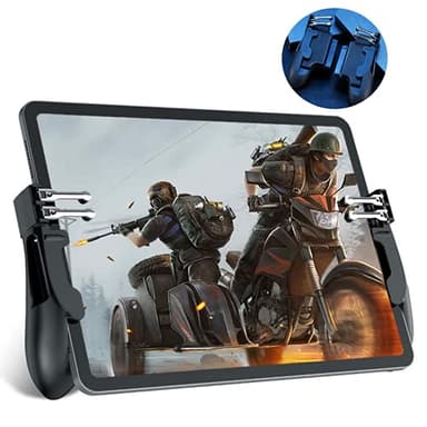 Rakizbe PUBG Controller for iPad, 4 Triggers [6 Finger Operation] Sensitive Shoot Aim Trigger Gamepad Grip, Support 9.7-12.9 inch iPad & Tablet (Thickness < 10mm)