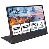 GeChic M505E 15.6 inch FHD 1080p Portable Monitor with USB Type-C Input, HDMI Input/Output, DC-in Port, Daisy Chain Display for Conference, Factory, Industry, Gaming, Plug&Play, Foldable Screen