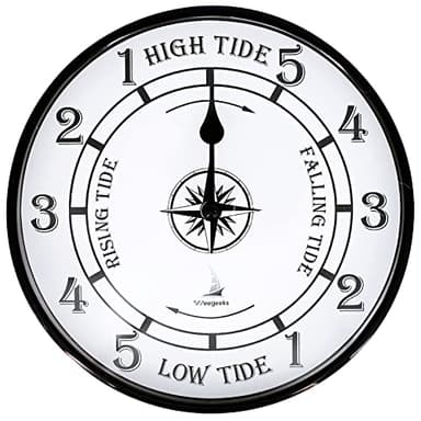 WEEGEEKS 8 inch Tide Clock Nautical Clock, High Tide Low Tide, Nautical Wall Clock for Wall Decor, Boat Accessories