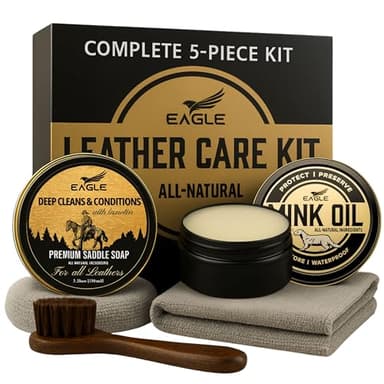 Leather Boot Care Kit – Mink Oil, Saddle Soap for Leather, Applicators & Cloth – Leather Care Kit, Boot Leather Care Kit, Leather Shoe Care Kit for Cowboy Boots, Work Boots, Shoes, and Tack