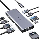 USB C Docking Station Dual Monitor HDMI Adapter for Dell HP Lenovo,Laptop Docking Station 3 Monitors USB C Hub Multiple Adapter Dongle with 2 HDMI 4K+VGA+100W PD Charger+3 USB Port+SD/TF Card Reader