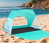 Beach Tent, Portable Sun Shelter for 2/3/4/6-8 Person with UPF 50+ UV Protection, Easy Setup Waterproof Beach Shade Canopy Cabana for Family Outdoor and Picnics, Fishing with Carrying Bag
