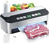 Vacuum Sealer Machine, Beelicious 85KPA Fully Automatic 8-IN-1 Food Sealer with Bags Storage, Build-in Cutter, Moist Mode and Air Suction Hose | Digital Countdown | Sous Vide