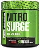 Jacked Factory NITROSURGE Pre Workout Supplement - Endless Energy, Instant Strength Gains, Clear Focus, Intense Pumps - NO Booster & Preworkout Powder with Beta Alanine - 30 Servings, Cherry Limeade