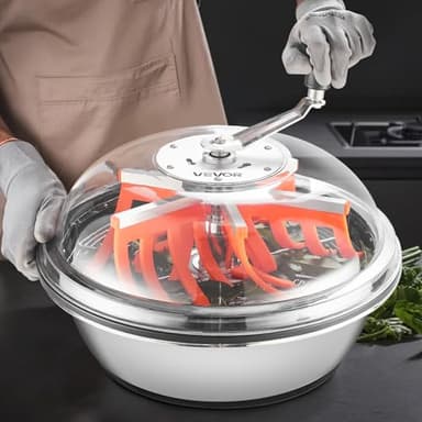 VEVOR Bud Leaf Bowl Trimmer 16", Spin Cutting Machine with Clear Visibility Lid, Sharp Stainless Steel Blades, Wet & Dry Trimming for Buds, Leaves, Hydroponics, Hand Pruner Included (Upgraded Version)