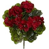 Nearly Natural Geranium Artificial Bush UV Resistant, Set of 4 (Indoor/Outdoor)