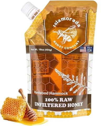 Raw Honey Organic Unfiltered, 16oz Pouch - Unpasteurized Hardwood Hammock Natural Raw Honey by Islamorada Company