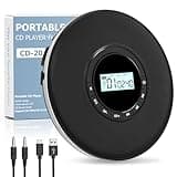 Sunoony Walkman CD Player,Portable CD Player for Car,Personal Disman CD Player with Headphones Jack,LCD Display,Anti-Skip,Aux-Out Cable/TF Slot,2*AA Batteries or Type-C Supply for Home,Travel and Car