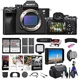 Sony a7 IV Mirrorless Camera ILCE-7M4/B, 4K Monitor, Rode VideoMic, 2 x 64GB Memory Card, Bag, 3 x NP-FZ100 Compatible Battery, Card Reader, LED Light, Corel Photo Software, and More