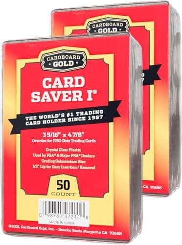 Cardboard Gold Card Saver 1-100 Count - Semi Rigid Card Holder, Trading Card Protectors - PSA-Approved Cardsaver for Baseball, Trading, Sports Cards - Card Sleeves, Binder, & Storage Box Compatible