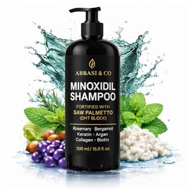 10in1 Minoxidil Shampoo with Saw palmetto (DHT Blocker) Rosemary oil, Bergamot, Keratin, Argan, Collegen & Biotin 500ML Hair growth shampoo, stops hair loss, root activator