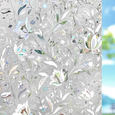 Kromapolis Window Film, Window Privacy Film, Window Vinyl Glass Covering, Stained Glass Decorative Film, Window Film Privacy Frosted Static Clings, Non-Adhesive, No-Glue (17.5 x 78.7 inch)