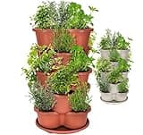 Amazing Creation Stackable Planter, Terracotta 5-Tier Vertical Garden Planter, Grow Your Own Vertical Oasis of Vegetables and Succulents