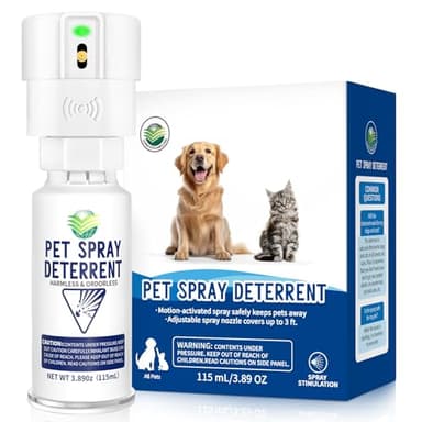 piutezo Cat Spray Deterrent System[1 Pack] Motion Activated Cat System, Pet Spray Deterrent Device Senses Cat & Dog, Odorless & Safety Indoor, Up to 3 Feet Away, Pet Deterrent Spray White