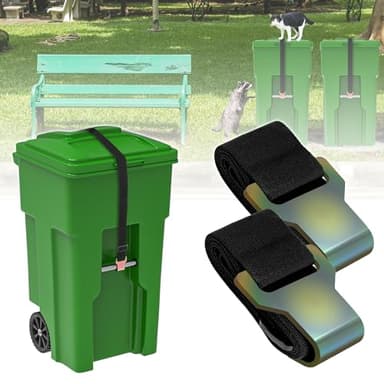 YYDSDOTA Wuno Shop Trash Can Lid Lock for Raccoons, Bear Proof Garbage Can Locks for Animals, Strong Outdoor Trash Bin Bungee Cord Strap, Locking Trash Can During Strong Winds (Black-2 Pack)